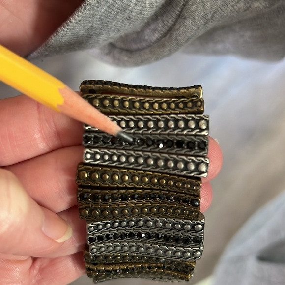 Chico’s Gold, Silver and Black Stone Metal Bracelet - Picture 4 of 4